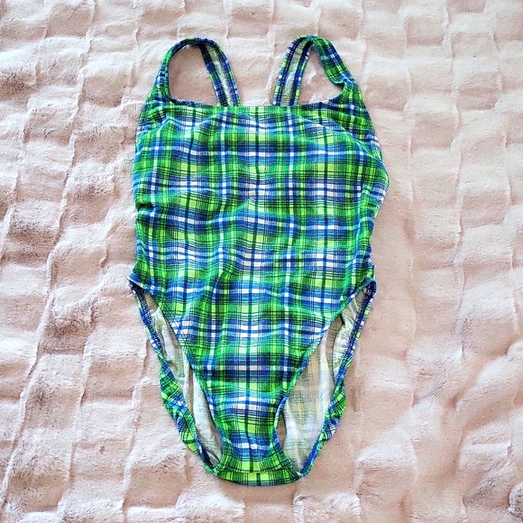 Vintage 70s Look Adorable Plaids One-Piece Swimsuit - SOFT - Picture 1 of 12